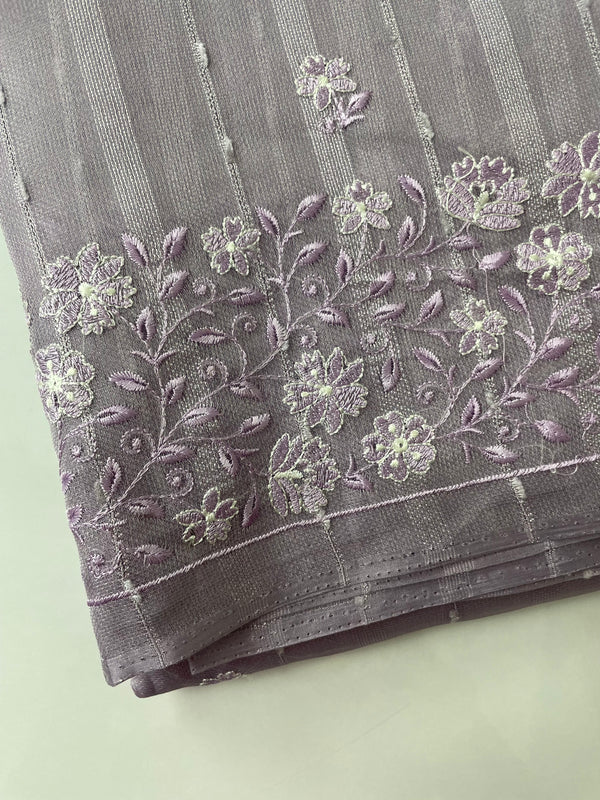 Jute Organza saree with embroidery MJOS131 Lavender