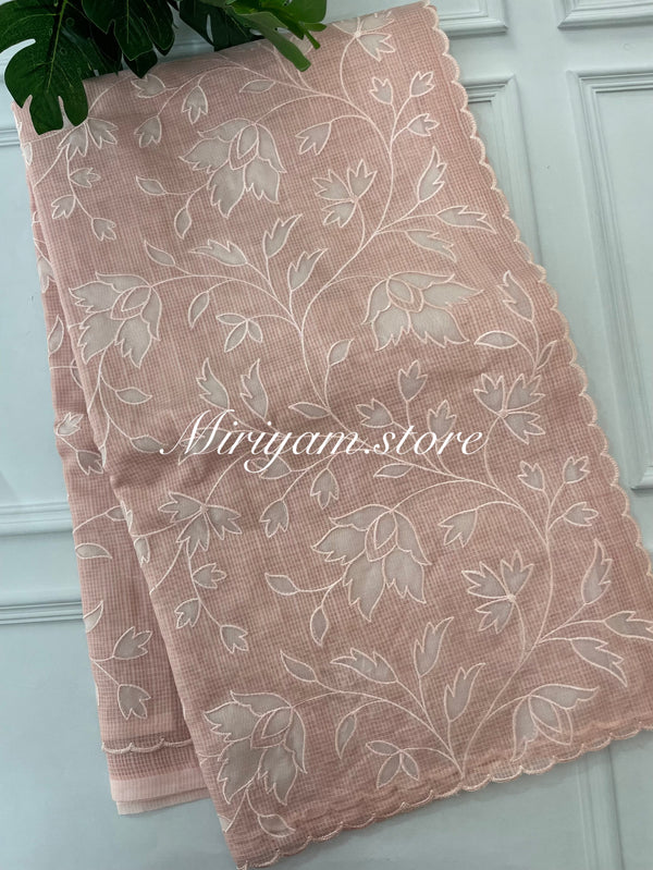 Kota saree with applique work MKAS36 PastelPeach