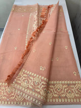 Semi organza saree with embroidery  - MSH124 Pastel Peach