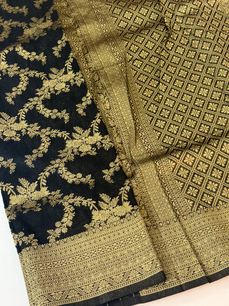 Banarasi viscose Georgette saree SEFNMRM - Black
