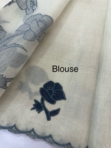 Tissue cotton applique work saree MS6743 - DarkGrey