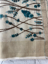 Tissue linen saree with embroidery MLS8977