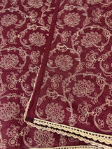 Blended tussar silk saree with embroidery- MSH158 Maroon