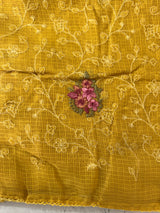 Soft kota checks saree with embroidery - MS7679 MustardYellow