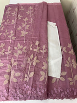 Premium Organza saree with tissue appliqué work - MMG310- Dusky Pink