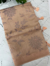 Tissue chanderi saree with applique work MSH699 - DustyPeach