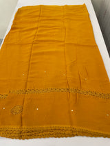 Chiffon georgette saree with corchet work - MS7633 MustardYellow