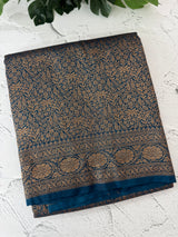 Semi katan Banarasi saree in zari weaving - MSKB899 TealBlue