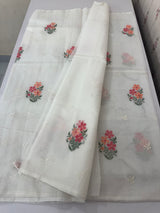 Lightweight NetKota saree with cross stitch embroidery MS6868