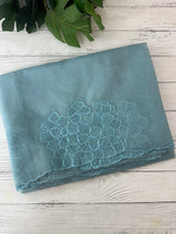 Semi organza saree with embroidery & scallop border - MSH901 LightBlue