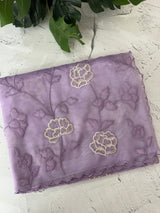 Glassy tissue organza saree with embroidery FKSF788 Lavender