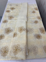Semi organza saree with thread work - MSH910 Offwhite