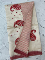 Blended tussar silk saree with embroidery- MSH490