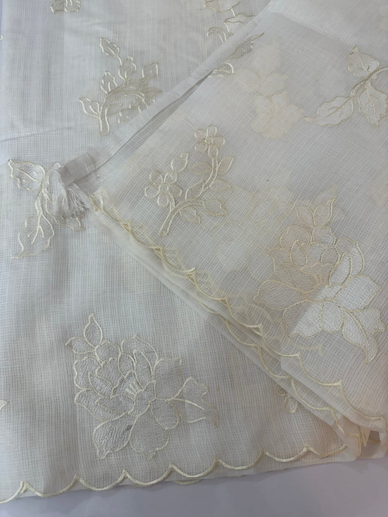 Silky kota embroidery saree  MSK890 Offwhite