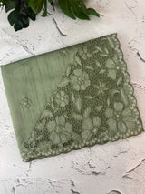 Cutwork Semi tussar saree MTSS674 DuskyGreen