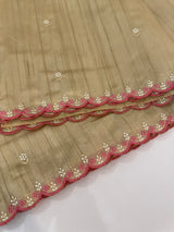Blended tussar silk saree with embroidery- MS1072 Beige to Pink