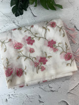 White Supernet saree with embroidery MSH153