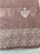 Soft kota checks saree with embroidery - MS7676 PastelMauve