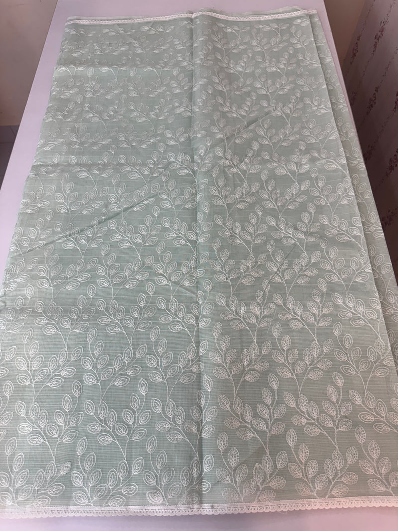 Kota cotton silk embriodery saree MS1455 - Pastel MintGreen