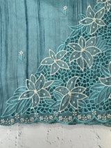 Cutwork Semi tussar saree MTSS680 - Blue