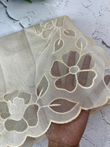 Soft Kota tissue silk saree with applique work MSH163  Ivory