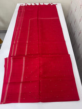 Tussar mix soft silk saree with Retta pettu borders - MST988 CrimsonRed