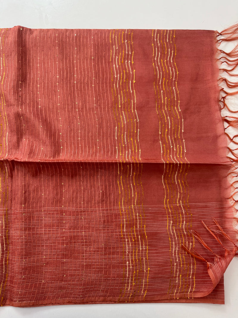 Blended tussar saree with thread work MTS5444