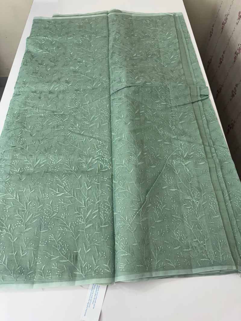 Supernet embriodery saree MS7854- JadeGreen