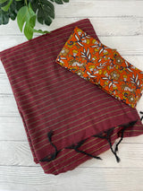 Linen cotton saree with blouse MLC71