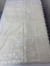 Mul chanderi chikankari embriodery saree MSH291 (4) Offwhite