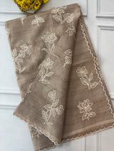 Soft kota silk saree with embroidery and scalloped border MS14983