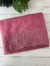 Semi organza saree with embroidery & scallop border - MSH901 - Pink