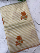 Semi chanderi tissue saree with cross stitch embroidery work-  MSH9556(4)