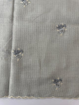 Unstitched Silky Kota Set with embroidery- MK66 Grey