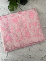 Moonga Kota checks saree with applique woek MMC457 - PastelPeachPink