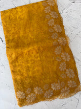 Semi Soft Organza saree with thread work and applique borders - MCW666 Mustard