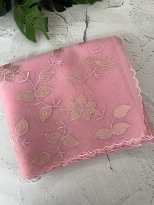 Viscose Organza saree with applique work-MSH238 Pink