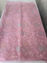 Soft crushed Chiffon saree with Applique work MSC477 PastelPink