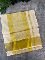 Handloom finish Kerala cotton saree small checks & small temple border