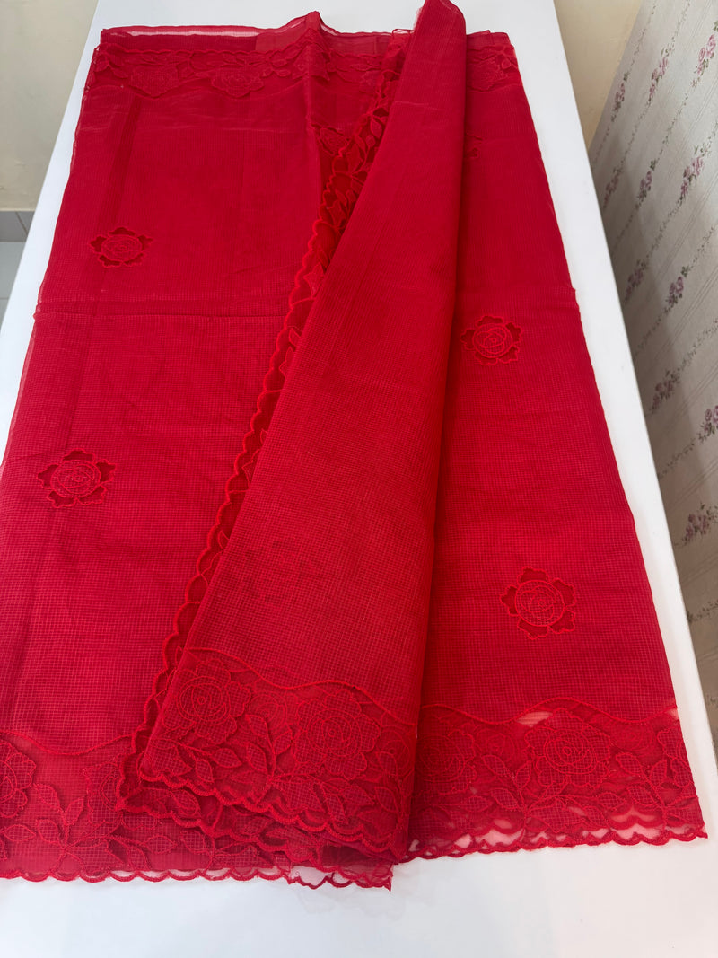 NetKota Applique work saree  MSH110- Red