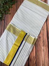 Kerala cotton saree - Blue Lines