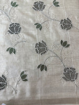 Blended soft tussar saree with embriodery - MS8186 Cream