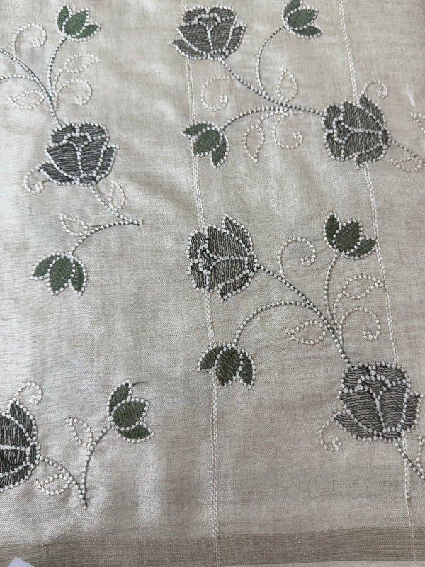 Blended soft tussar saree with embriodery - MS8186 Cream