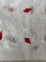Kota Moonga checks saree with thread work MSH294 - White to Red