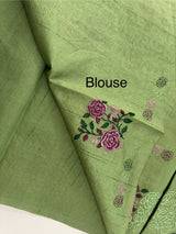 Crushed Matka Blended Tussar silk saree with embroidery MS4890- Green