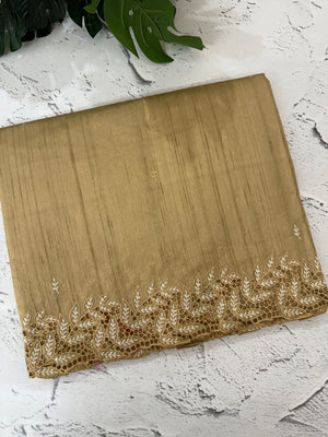 Semi tussar saree with cutwork MSHK566 Chiku
