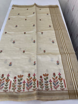 Blended tussar silk saree with embroidery- MSH490