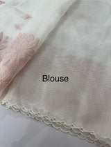 Tissue mix soft silk saree with applique work MTSS5432 White to Peach