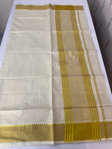 Handloom finish Kerala cotton saree small checks & small temple border