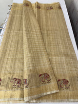 Blended chanderi tussar saree with zari work - MS16061 Gold